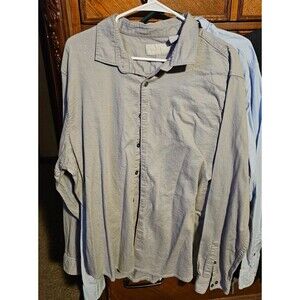 Claiborne Shirt Men's 2XL Slim Fit Stretch Lt Gray 2 Ply Long Sleeve Button Up